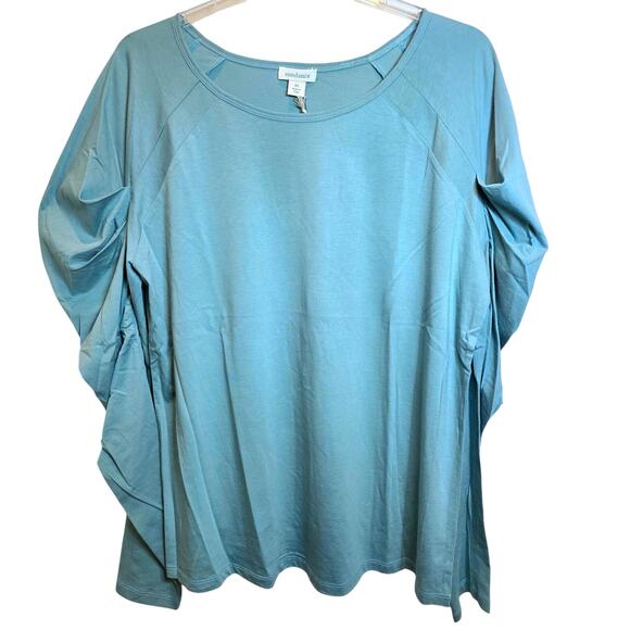 Sundance Cascading Puff Long Sleeve Top Sz XL Green Blue Raglan Pullover Top - Picture 1 of 9